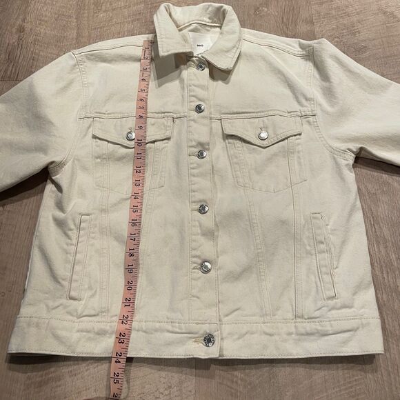 Mango 100% cotton cream oversized denim jacket, size S - Picture 12 of 13